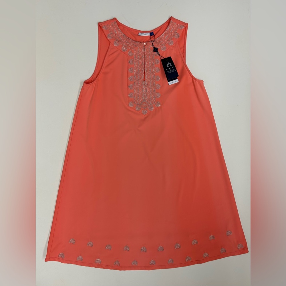 Cabana LifeCoral Sleeveless Dress with Embroidered Details - Picture 2 of 5